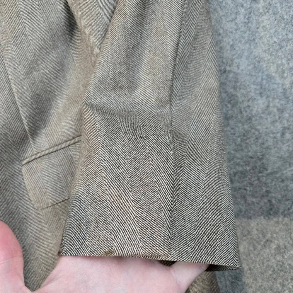Ermenegildo Zegna‎ Blazer Mens 44 Brown Herringbone Wool Sport Coat Italy